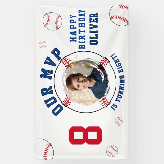 Baseball Themed Kindergeburtstag Foto Banner (Vertikal)