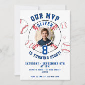 Baseball Themed Kindergeburtstag Foto Einladung (Vorderseite)