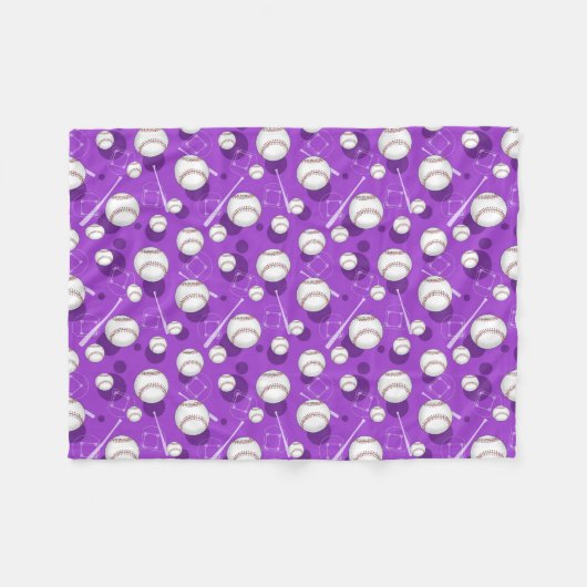 Baseball-Themed Muster-lila Fleece-Decke Fleecedecke (Vorderseite (Horizontal))