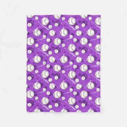Baseball-Themed Muster-lila Fleece-Decke Fleecedecke (Vorderseite)