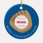 Baseball Themed Personalisiert Kids Foto Keramik Ornament (Vorne)
