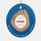 Baseball Themed Personalisiert Kids Foto Keramik Ornament (Links)