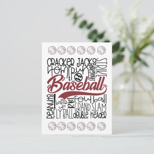 Baseball Themed Postkarte (Stehend Vorderseite)