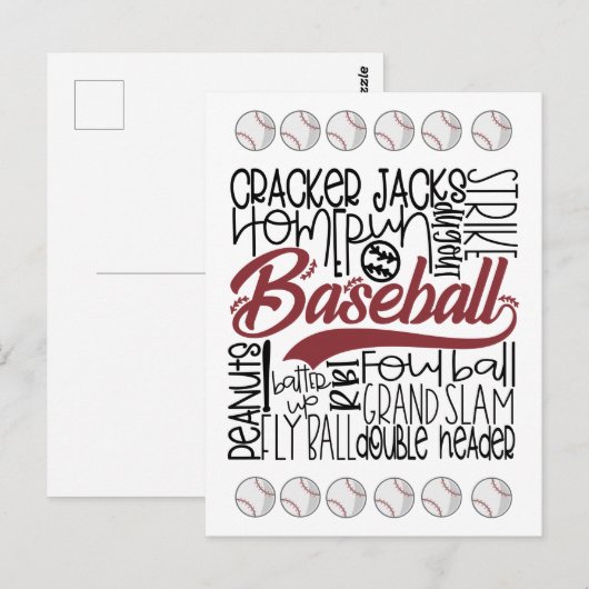 Baseball Themed Postkarte (Vorne/Hinten)