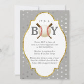 Baseball Themed Silver Polka Dots Boy Baby Dusche Einladung (Rückseite)