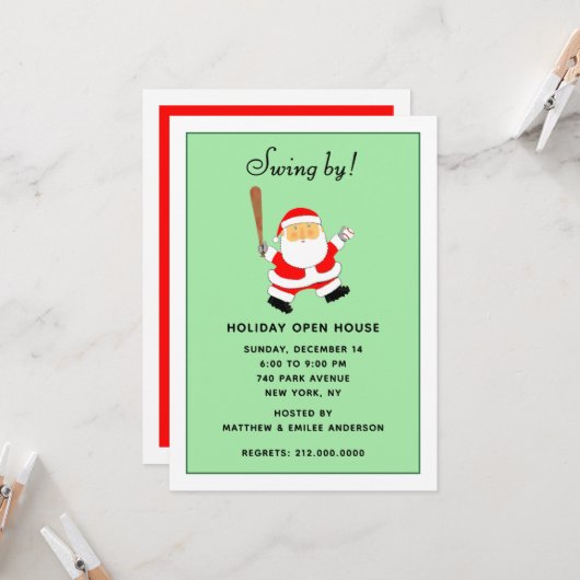 Baseball Themed Weihnachtsfeier Einladung (Vorderseite/Rückseite Beispiel)