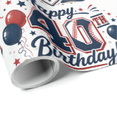 Baseball-Themen-40. Geburtstag Geschenkpapier (Rolleneckpunkt)