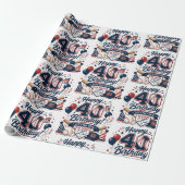 Baseball-Themen-40. Geburtstag Geschenkpapier (Ungerollt)