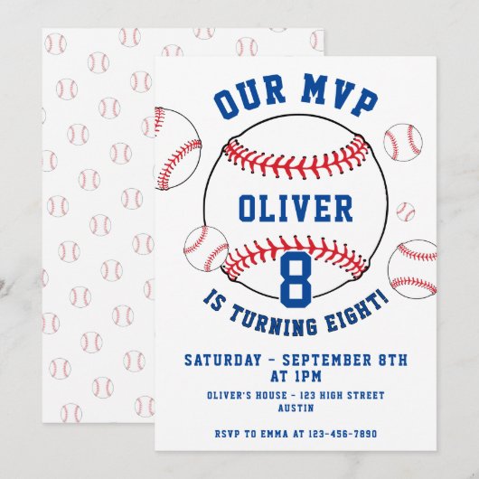 Baseball Themenkids Sport Geburtstag Einladung (Vorne/Hinten)