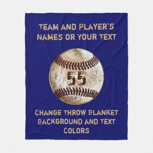 Baseball Throw Blanket mit Ihrem TEXT und FARBEN Fleecedecke (Vorderseite)