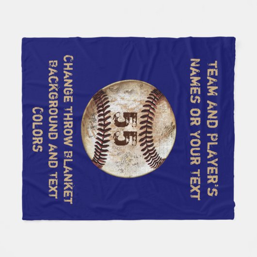 Baseball Throw Blanket mit Ihrem TEXT und FARBEN Fleecedecke (Vorderseite (Horizontal))