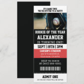 Baseball-Ticket 1. Geburtstagsfeier Einladung (Vorne/Hinten)