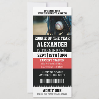 Baseball-Ticket 1. Geburtstagsfeier Einladung