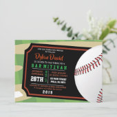 BASEBALL TICKET Bar Bat Mitzvah Einladung (Stehend Vorderseite)