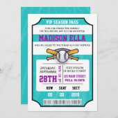 BASEBALL TICKET Bar Bat Mitzvah Einladung (Vorne/Hinten)