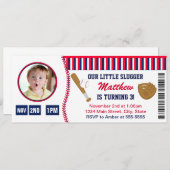 Baseball Ticket Geburtstag Einladung Foto-Karte (Vorne/Hinten)