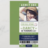 Baseball Ticket Geburtstag Einladungen (Vorne/Hinten)