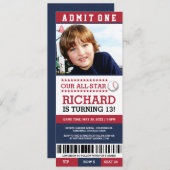 Baseball Ticket Geburtstag Einladungen (Vorne/Hinten)