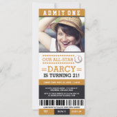 Baseball Ticket Geburtstag Einladungen (Vorderseite)