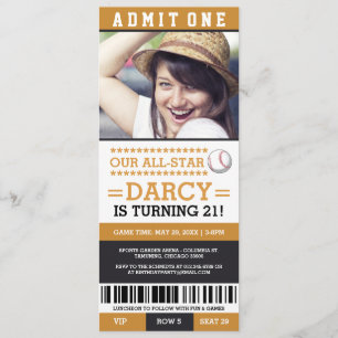 Baseball Ticket Geburtstag Einladungen