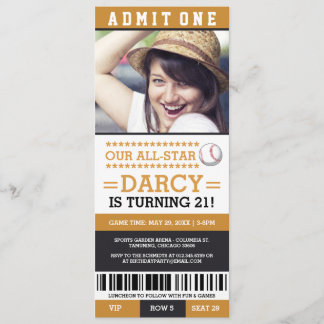 Baseball Ticket Geburtstag Einladungen