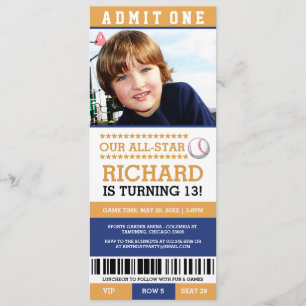 Baseball Ticket Geburtstag Einladungen