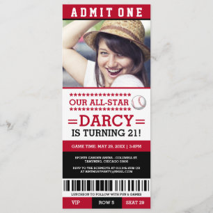 Baseball Ticket Geburtstag Einladungen