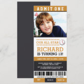 Baseball Ticket Geburtstag Einladungen (Vorne/Hinten)