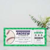 Baseball-Ticket Geburtstag Rookie des Jahres Einladung (Stehend Vorderseite)