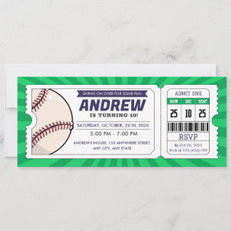 Baseball-Ticket Geburtstag Rookie des Jahres Einladung
