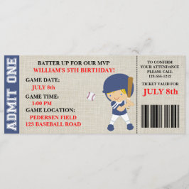 Baseball-Ticket-Geburtstagseinladung individuell a Einladung