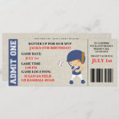 Baseball-Ticket-Geburtstagseinladung individuell a Einladung (Vorne/Hinten)