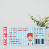 Baseball-Ticket-Geburtstagseinladung individuell a Einladung (Stehend Vorderseite)
