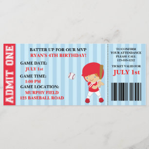 Baseball-Ticket-Geburtstagseinladung individuell a Einladung
