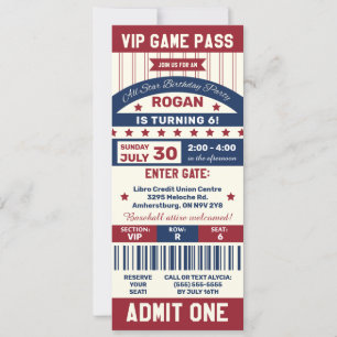 Baseball Ticket Geburtstagsparty Einladung