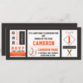 Baseball Ticket Geburtstagsparty Einladung Orange (Vorne/Hinten)