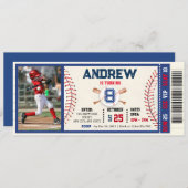 Baseball-Ticket jedes Alter Geburtstag Mit Foto Einladung (Vorne/Hinten)