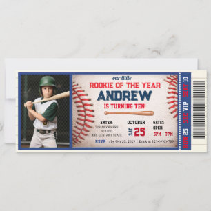 Baseball-Ticket Little Rookie Geburtstag mit Foto Einladung