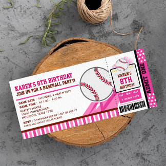 Baseball Ticket Pass Einladung Geburtstag