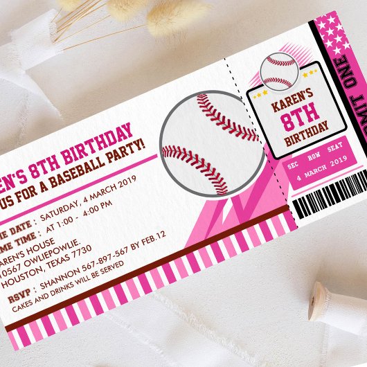 Baseball Ticket Pass Einladung Geburtstag