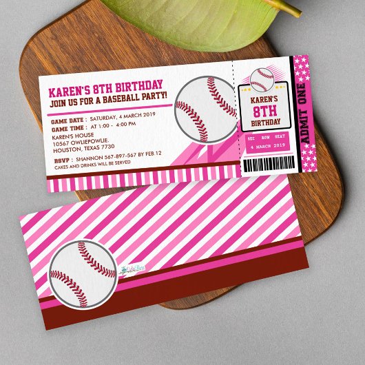 Baseball Ticket Pass Einladung Geburtstag