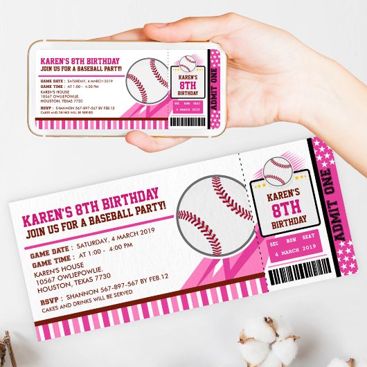 Baseball Ticket Pass Einladung Geburtstag