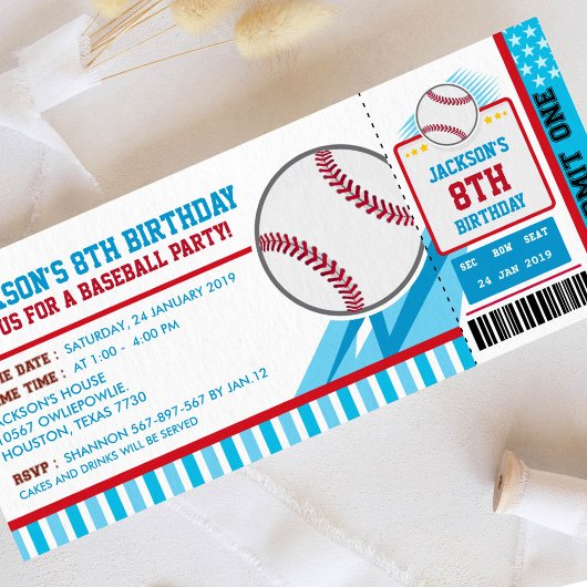 Baseball Ticket Pass Einladung Geburtstag