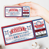 Baseball Ticket Pass Geburtstag Einladung Blue Red