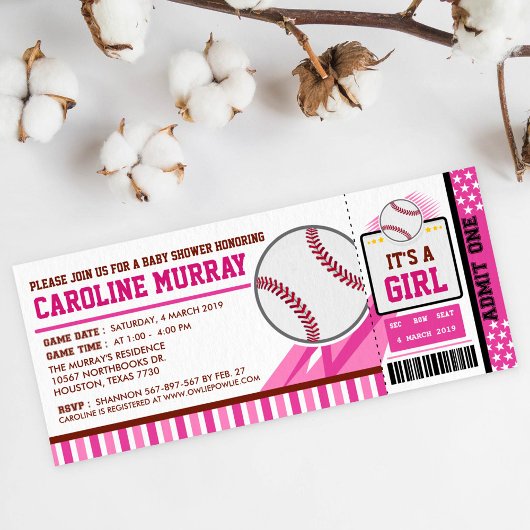 Baseball Ticket Pass Kinderdusche Einladung
