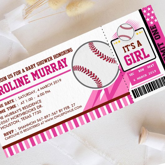 Baseball Ticket Pass Kinderdusche Einladung