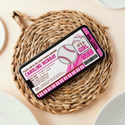 Baseball Ticket Pass Kinderdusche Einladung