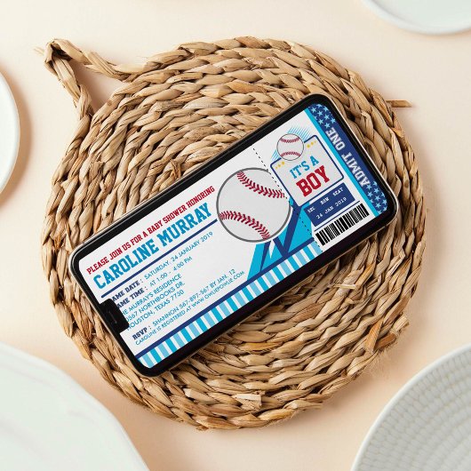 Baseball Ticket Pass Kinderdusche Einladung