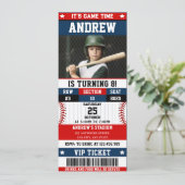 Baseball-Ticket Sport Geburtstag mit individuellem Einladung (Stehend Vorderseite)