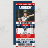 Baseball-Ticket Sport Geburtstag mit individuellem Einladung (Vorne/Hinten)
